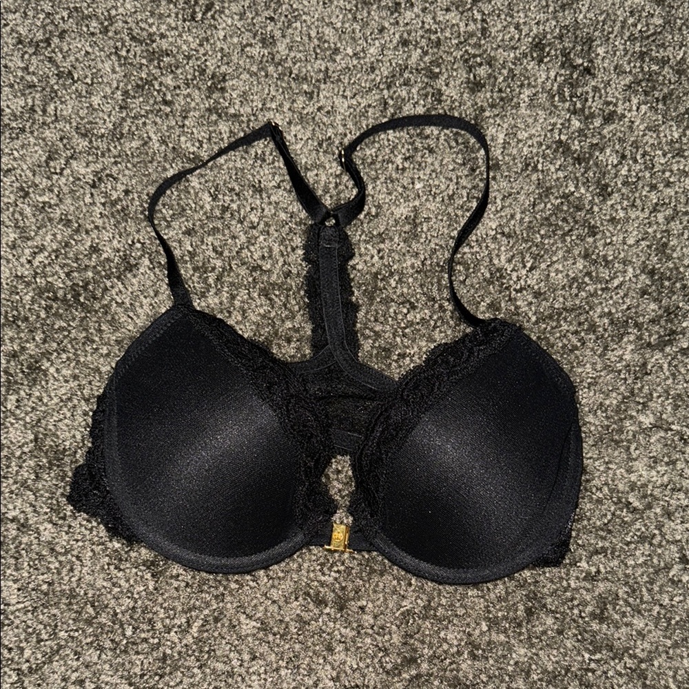 Natori Black Lace Push-Up Bra with Racerback
